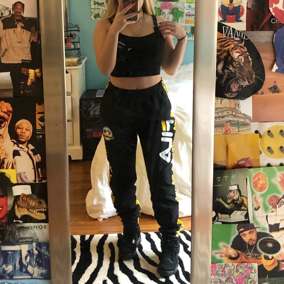 Yellow and black fila racing pants - Picture 1 of 5